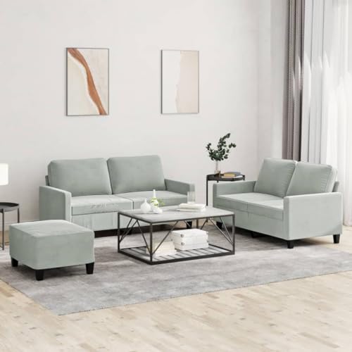 CKioict Samt Sofagarnitur 3-teilig mit Hocker, Bequemes Velours Sofa Set für Wohnzimmer, Robuste Sitzgarnitur mit Samtbezug und Stabilem Metallgestell, Plüsch Sofa CKioict Samt Sofagarnitur 3-teilig mit Hocker, Bequemes Velours Sofa Set für Wohnzimmer, Robuste Sitzgarnitur mit Samtbezug und Stabilem Metallgestell, Plüsch Sofa von CKioict