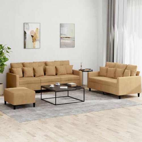 CKioict Samt Sofagarnitur 3-teilig mit Hocker, Bequemes Velours Sofa Set für Wohnzimmer, Robustes Gestell aus Metall und Sperrholz, Plüsch Polsterung, Sitzbank CKioict Samt Sofagarnitur 3-teilig mit Hocker, Bequemes Velours Sofa Set für Wohnzimmer, Robustes Gestell aus Metall und Sperrholz, Plüsch Polsterung, Sitzbank von CKioict