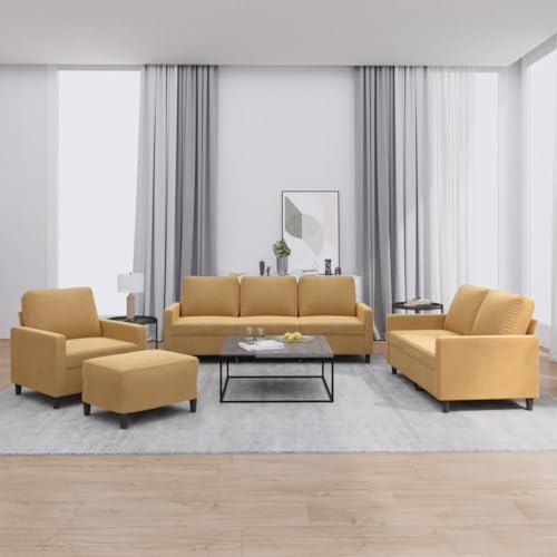 CKioict Samt Sofagarnitur 3-teilig mit Hocker, Bequemes Velours Sofa Set für Wohnzimmer, Robustes Gestell aus Metall und Sperrholz, Sitzbank mit Polsterung, Plüsch von CKioict