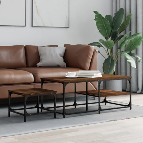 CKioict Satztische 2 STK. Braun Eichen-Optik Holzwerkstoff beistelltisch Coffee Table for Esszimmer Innenraum von CKioict