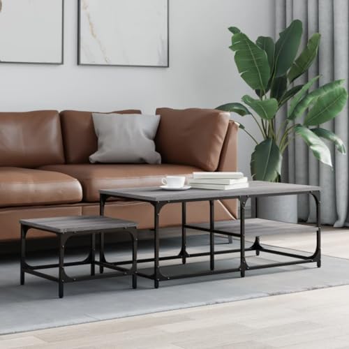 CKioict Satztische 2 STK. Grau Sonoma Holzwerkstoff Couch Tisch wohnzimmertisch for Innenraum Wohnzimmer von CKioict