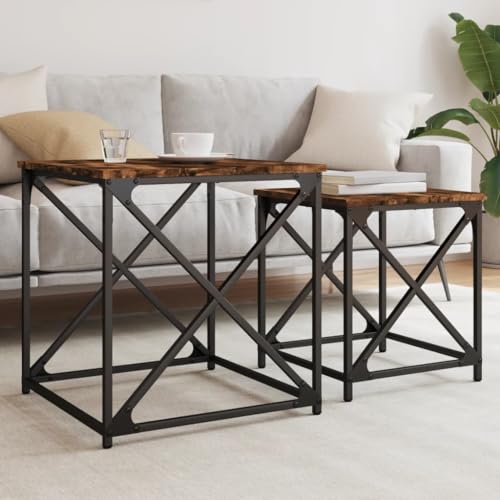 CKioict Satztische 2 STK. Räuchereiche Holzwerkstoff beistelltisch Wohnzimmer möbel for Esszimmer Wohnzimmer von CKioict
