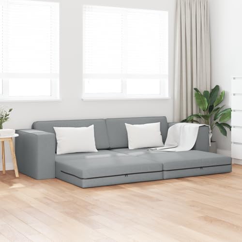 CKioict Schlafsofa Boden Sofabett Modern Grau 200cm Breite Tagesbett Gästebett Abnehmbarer Bezug Naturholz Wohnzimmer Lounge von CKioict