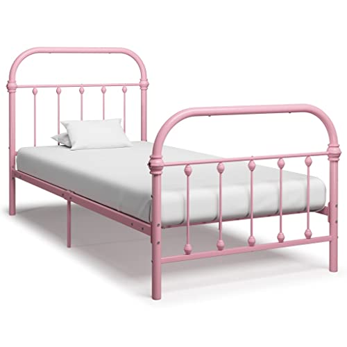 CKioict Schlafzimmerbett Tagesbett Doppelbett/Einzelbett Bettgestell Rosa Metall 90×200 cmGeeignet für Schlafzimmer, Wohnzimmer, Gästezimmer von CKioict