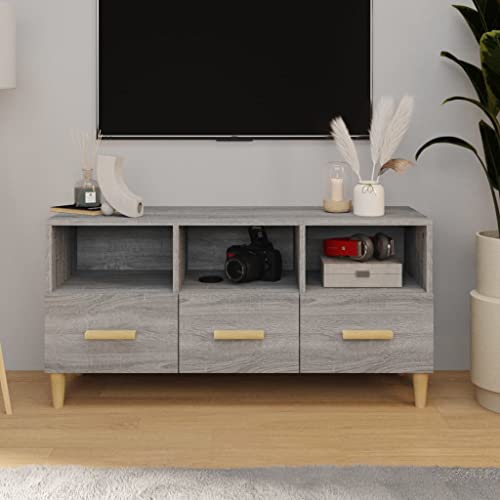 CKioict Schrank Wohnzimmer Sideboard TV möbel TV-Schrank Grau Sonoma 102x36x50 cm HolzwerkstoffGeeignet für Schlafzimmer, Wohnzimmer, Arbeitszimmer von CKioict