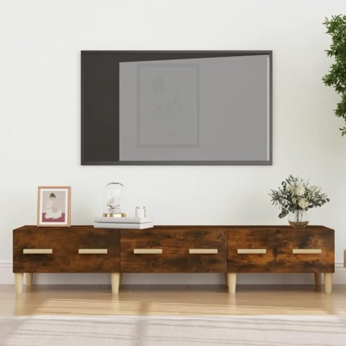 CKioict Schrank Wohnzimmer Sideboard TV möbel TV-Schrank Räuchereiche 150x34,5x30 cm HolzwerkstoffGeeignet für Schlafzimmer, Wohnzimmer, Arbeitszimmer von CKioict
