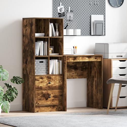 CKioict Schreibtisch mit Stauraum Geräucherte Eiche Holzwerkstoff sideboards Schrank for Innenraum Wohnzimmer von CKioict
