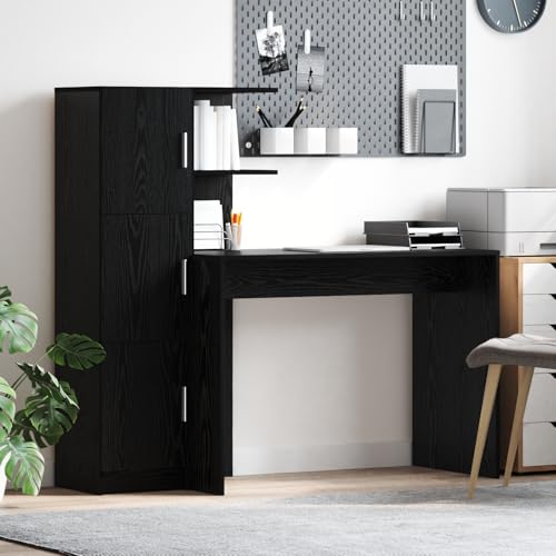 CKioict Schreibtisch mit Stauraum Schwarz-Eiche Holzwerkstoff kleiderschrank kommoden for Wohnzimmer Schlafzimmer von CKioict
