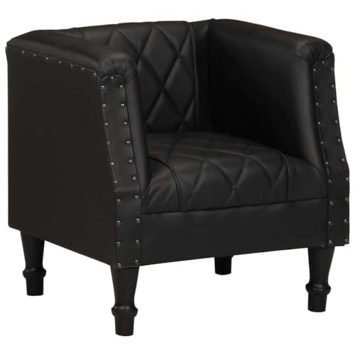 CKioict Sessel Schwarz Echtes Ziegenleder cocktailsessel ohrensessel mit hocker for Büro Schlafzimmer von CKioict