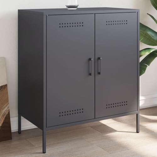 CKioict Sideboard Anthrazit gartenschrank flurschrank for Schlafzimmer Büro 68x39x79 cm Stahl von CKioict