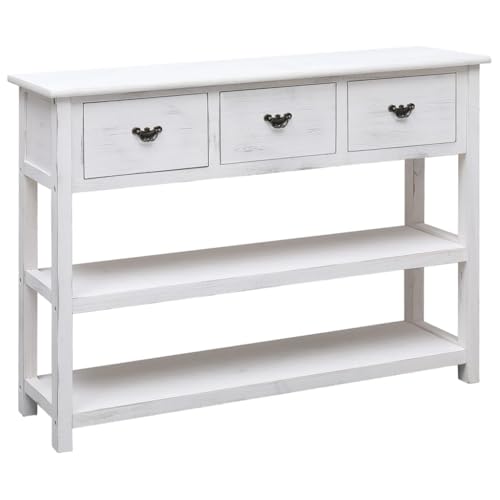 CKioict Sideboard Antik-Weiß sideboards kleiderschrank for Innenraum Wohnzimmer 108x30x76 cm Massivholz Paulownia von CKioict