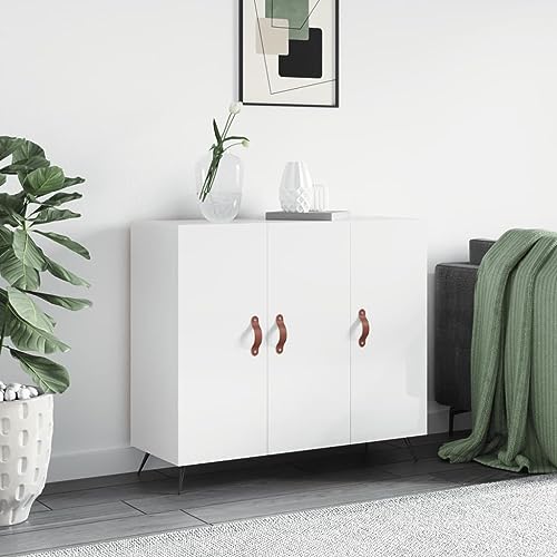 CKioict Sideboard Hochglanz-Weiß gartenschrank flurschrank for Büro Schlafzimmer 90x34x80 cm Holzwerkstoff von CKioict