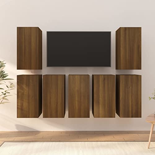 CKioict Sideboard Modernes TV Board Wohnzimmer Möbel TV-Schränke 7 STK.Braun Eichen-Optik 30,5x30x60 HolzwerkstoffFür Wohnzimmer, Esszimmer und Schlafzimmer von CKioict