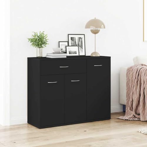 CKioict Sideboard Schwarz Schrank gartenschrank for Büro Wohnzimmer 88x30x70 cm Holzwerkstoff von CKioict