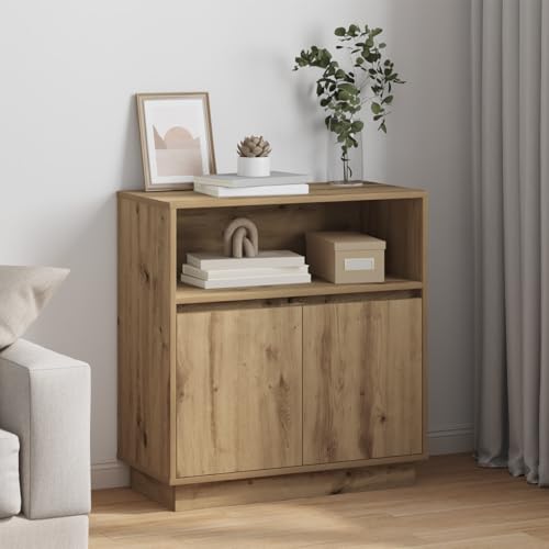 CKioict Sideboard mit LED Artisan Eiche flurschrank Schrank for Wohnzimmer Büro 71x34,5x75 cm Holzwerkstoff von CKioict
