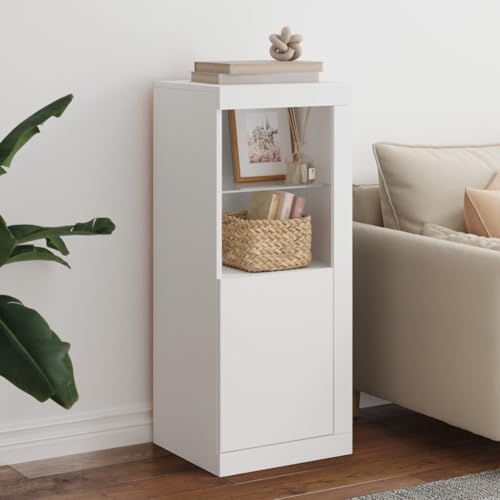 CKioict Sideboard mit LED-Beleuchtung Weiß gartenschrank Schrank for Büro Schlafzimmer 41x37x100 cm von CKioict