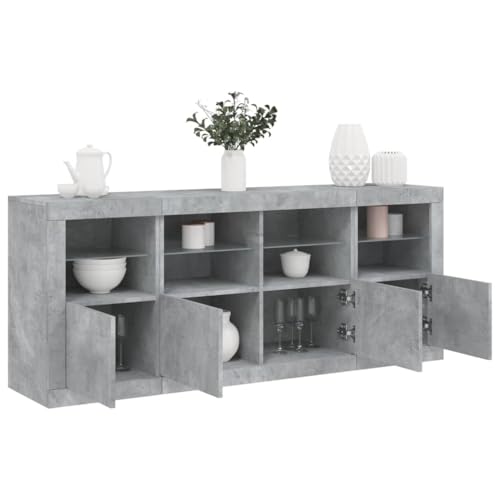 CKioict Sideboard mit LED-Leuchten Betongrau gartenschrank sideboards for Innenraum Wohnzimmer 163x37x67 cm von CKioict