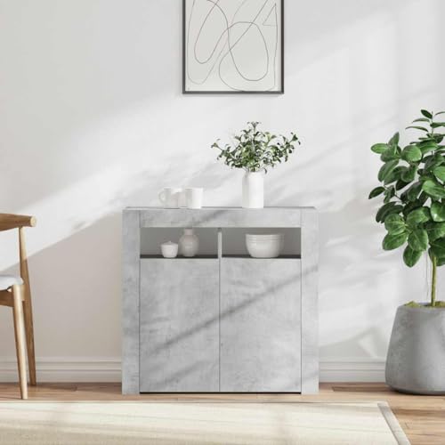 CKioict Sideboard mit LED-Leuchten Betongrau sideboards gartenschrank for Büro Innenraum 80x35x75 cm von CKioict