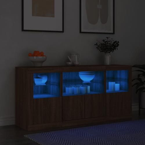 CKioict Sideboard mit LED-Leuchten Braun Eichen-Optik kleiderschrank Schrank for Wohnzimmer Innenraum 142,5x37x67 cm CKioict Sideboard mit LED-Leuchten Braun Eichen-Optik kleiderschrank Schrank for Wohnzimmer Innenraum 142,5x37x67 cm von CKioict