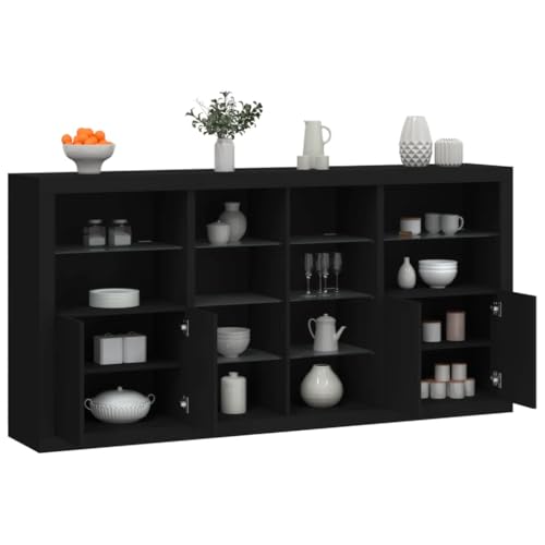CKioict Sideboard mit LED-Leuchten Schwarz gartenschrank gartenschrank for Schlafzimmer Wohnzimmer 202x37x100 cm von CKioict