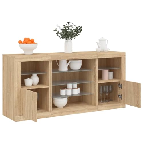 CKioict Sideboard mit LED-Leuchten Sonoma-Eiche sideboards gartenschrank for Büro Innenraum 142,5x37x67 cm CKioict Sideboard mit LED-Leuchten Sonoma-Eiche sideboards gartenschrank for Büro Innenraum 142,5x37x67 cm von CKioict