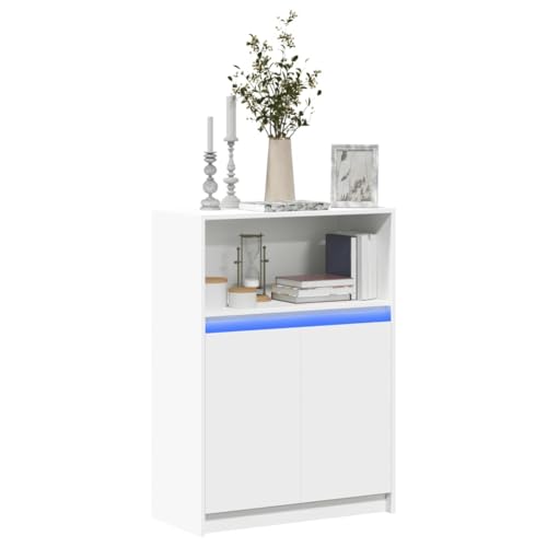 CKioict Sideboard mit LED Weiß gartenschrank Schrank for Innenraum Wohnzimmer 72x34x100 cm Holzwerkstoff von CKioict
