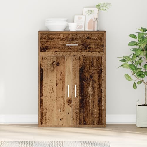 CKioict Sideboard mit Schubladen mit Regal mit Speicher mit Tür Altholz flurschrank kommoden for Innenraum Schlafzimmer 79 x 38 x 80 cm Holzwerkstoff von CKioict