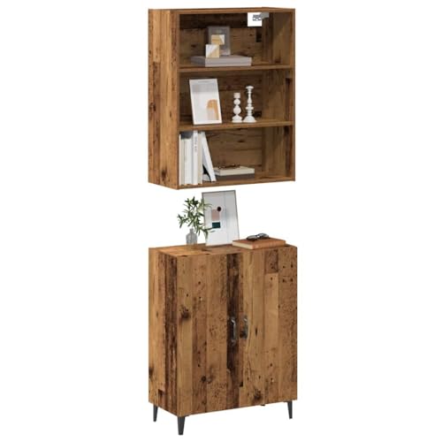 CKioict Sideboard mit Wandschrank Altholz-Optik Holzwerkstoff kleiderschrank gartenschrank for Wohnzimmer Schlafzimmer von CKioict