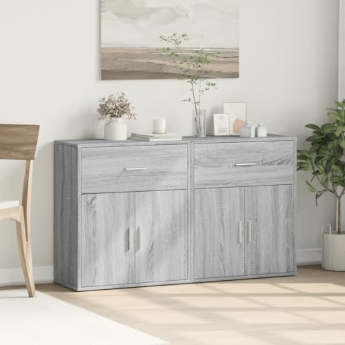 CKioict Sideboards 2 STK. Grau Sonoma-Eiche gartenschrank Schrank for Büro Wohnzimmer 60x31x70 cm Holzwerkstoff von CKioict