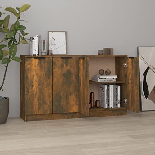 CKioict Sideboards 2 STK. Räuchereiche kleiderschrank gartenschrank for Innenraum Wohnzimmer 60x30x70 cm Holzwerkstoff von CKioict