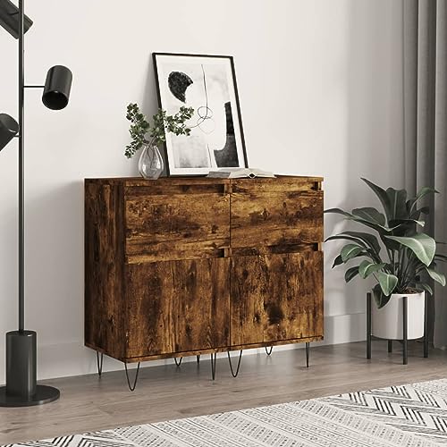 CKioict Sideboards 2 STK. Räuchereiche sideboards gartenschrank for Innenraum Wohnzimmer 40x35x70 cm Holzwerkstoff von CKioict