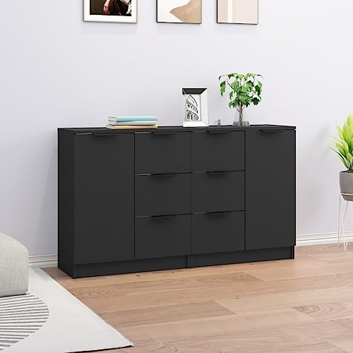CKioict Sideboards 2 STK. Schwarz gartenschrank gartenschrank for Wohnzimmer Schlafzimmer 60x30x70 cm Holzwerkstoff von CKioict