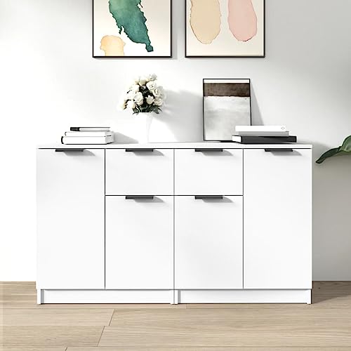 CKioict Sideboards 2 STK. Weiß gartenschrank flurschrank for Innenraum Wohnzimmer 60x30x70 cm Holzwerkstoff von CKioict
