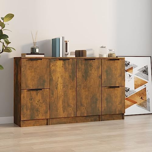 CKioict Sideboards 3 STK. Räuchereiche Holzwerkstoff gartenschrank flurschrank for Büro Wohnzimmer von CKioict