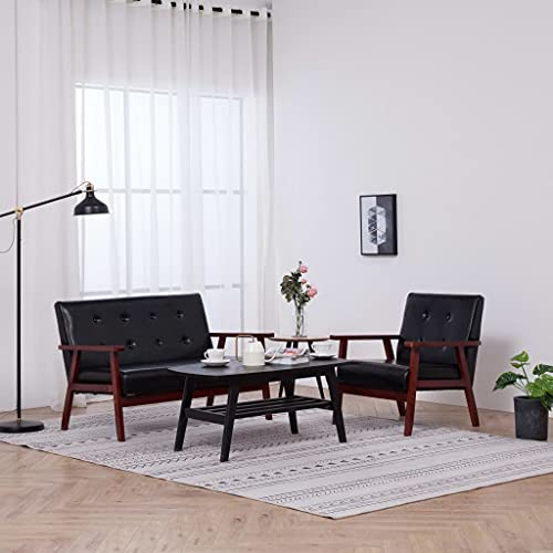 CKioict Skandinavisches Sofa Set mit 2-Sitzer Sofa und Sessel aus Kunstleder und Massivholz für Wohnzimmer, Esszimmer oder Büro CKioict Skandinavisches Sofa Set mit 2-Sitzer Sofa und Sessel aus Kunstleder und Massivholz für Wohnzimmer, Esszimmer oder Büro von CKioict