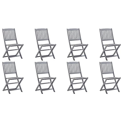 CKioict Stapelstuhl Bistrostuhl Balkonmöbel Klappbare Gartenstühle 8 STK. Massivholz AkazieGeeignet für Balkone, Rasenflächen, Gärten von CKioict