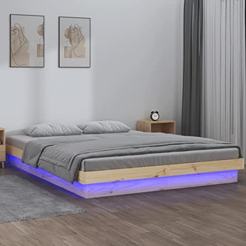 CKioict Tagesbett Doppelbett/Einzelbett Schlafzimmermöbel Massivholzbett mit LEDs 140x190 cmGeeignet für Gästezimmer Schlafzimmer von CKioict