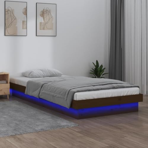 CKioict Tagesbett Doppelbett/Einzelbett Schlafzimmermöbel Massivholzbett mit LEDs Honigbraun 75x190 cmGeeignet für Gästezimmer Schlafzimmer von CKioict