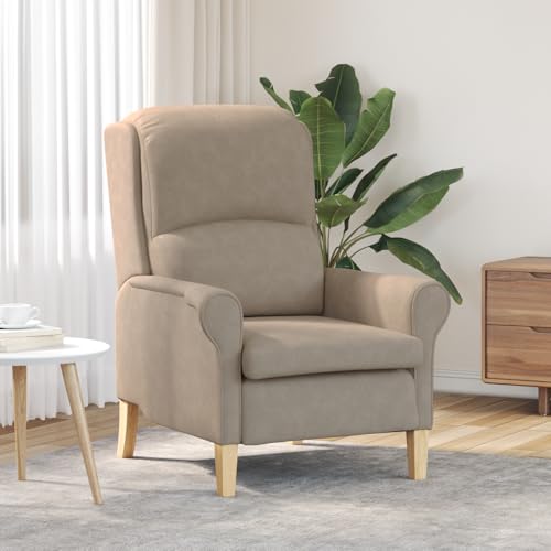CKioict Taupe Sessel Taupe Stoff, Holz Standard Rechteckig lesesessel ohrensessel mit hocker von CKioict