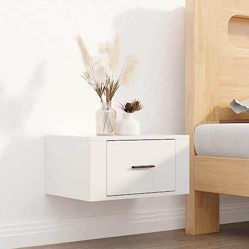 CKioict Wand-Nachttisch Hochglanz-Weiß kommode mit schubladen badschrank schmal for Schlafzimmer Zimmer 50x36x25 cm von CKioict