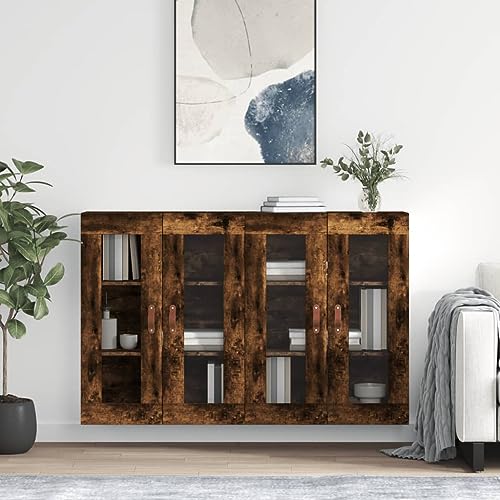 CKioict Wandschränke 2 STK. Räuchereiche Holzwerkstoff flurschrank Schrank for Büro Schlafzimmer von CKioict