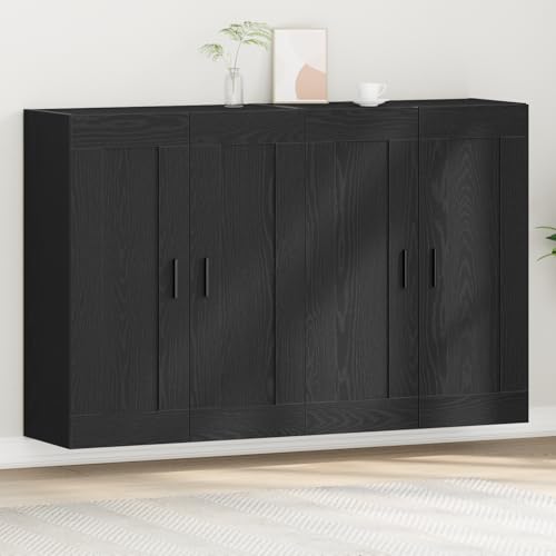 CKioict wandmontierte Schränke 2 Stück Schwarz Eichenfurnier kleiderschrank gartenschrank for Wohnzimmer Schlafzimmer von CKioict