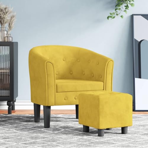 Clubsessel mit Fußhocker Gelb Samt ohrensessel mit hocker Chair for Schlafzimmer Balkon von CKioict