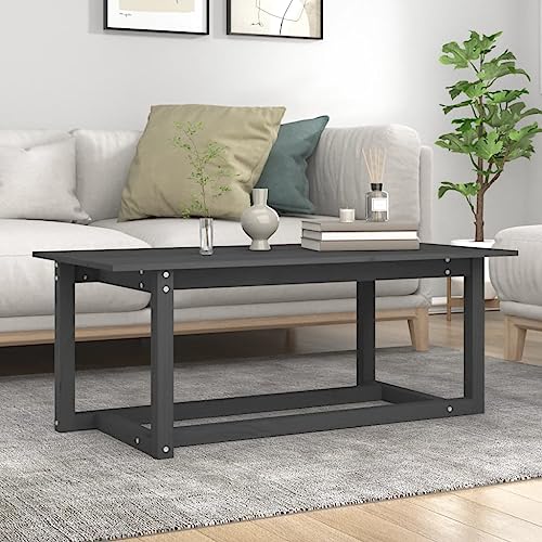 Couchtisch Grau Coffee Table Couchtische for Esszimmer Innenraum 110x55x45 cm Massivholz Kiefer von CKioict