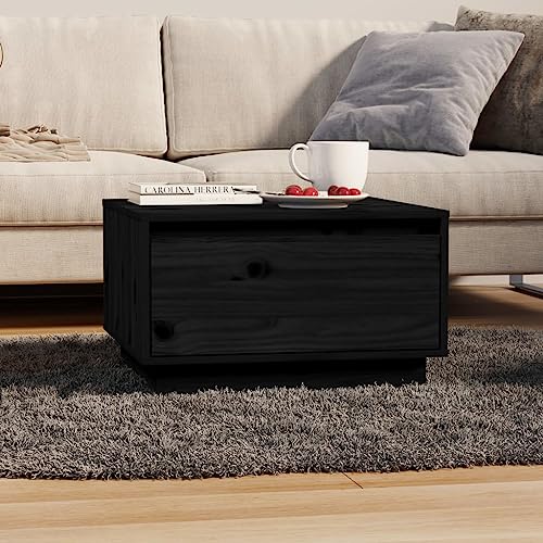 Couchtisch Schwarz Coffee Table couchtisch for Wohnzimmer Esszimmer 55x56x32 cm Massivholz Kiefer von CKioict