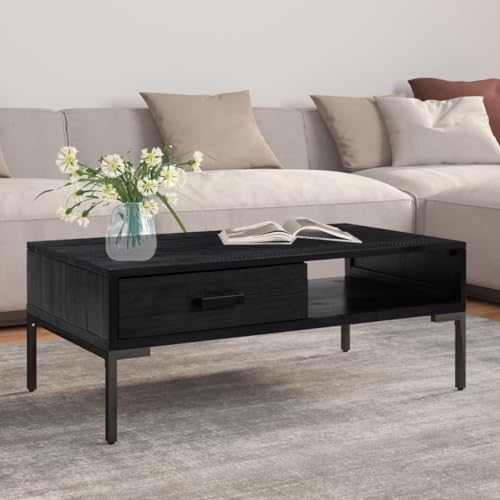 Couchtisch Schwarz beistelltisch Tisch Wohnzimmer for Innenraum Wohnzimmer 90x50x35 cm Massivholz Kiefer von CKioict