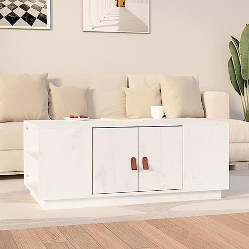 Couchtisch Weiß Couchtische Coffee Table for Wohnzimmer Innenraum 100x50x41 cm Massivholz Kiefer von CKioict