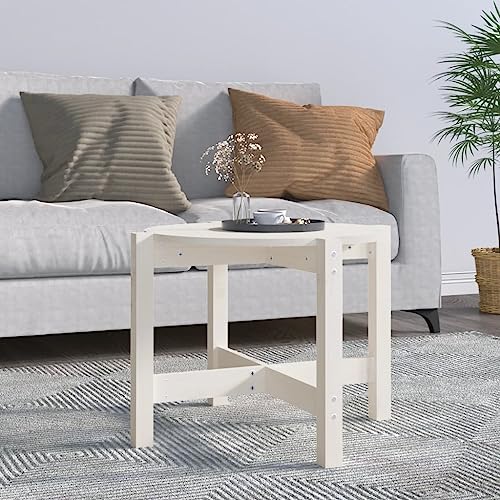 Couchtisch Weiß Ø wohnzimmertisch Coffee Table for Wohnzimmer Esszimmer 62,5x45 cm Massivholz Kiefer von CKioict