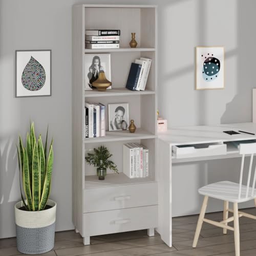 Highboard HAMAR Weiß gartenschrank Schrank for Wohnzimmer Innenraum 60x35x180 cm Massivholz Kiefer von CKioict