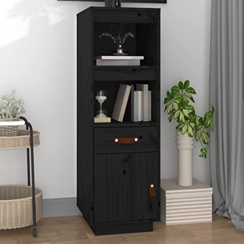 Highboard Schwarz gartenschrank flurschrank for Büro Innenraum 34x40x108,5 cm Massivholz Kiefer von CKioict